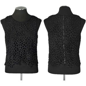 Willow & Clay Anthropologie Black Floral Lace Crop Top